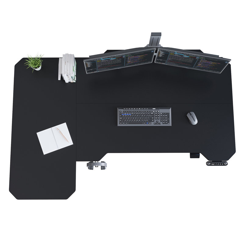 Inbox Zero Daycia Height Adjustable LShape Standing Desk & Reviews